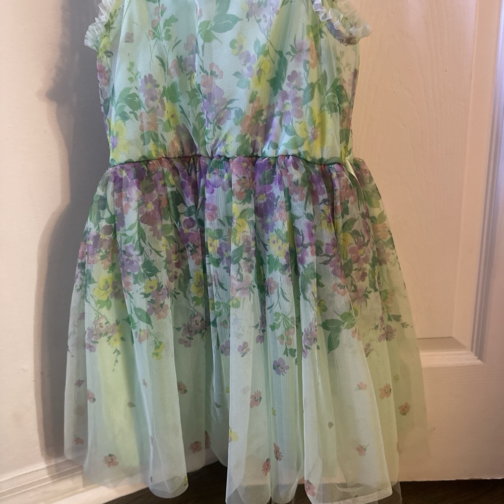 Floral Green & Purple Girls' Party Dress